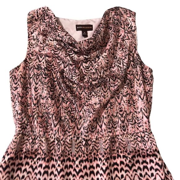 Dana Buchman Abstract Print Draped Sleeveless Dress Medium - Picture 5 of 16